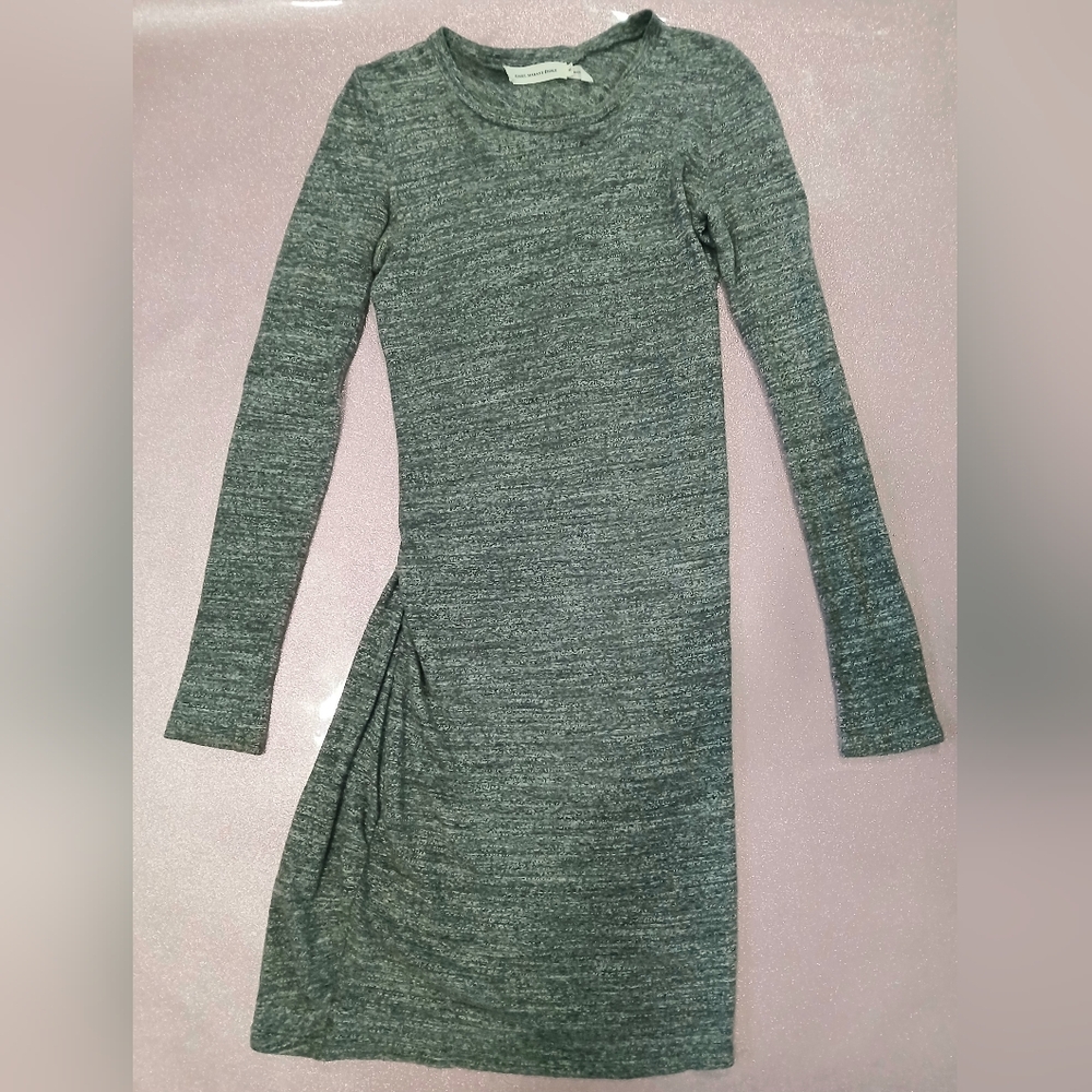 Isabel Marant Etoile Heathered Gray Ruched Long Sleeve Dress Size 36